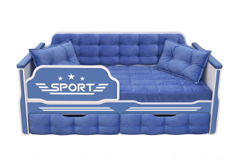 Кровать 160 серии Спорт 2 ящика 85 Синий (подушки) в Ярково - yarkovo.mebel54.com | фото