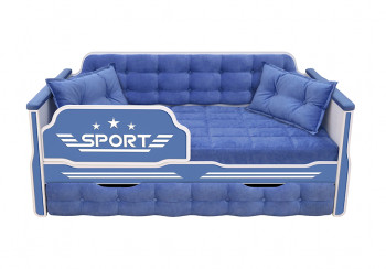 Кровать 190 серии Спорт 1 ящик 85 Синий (подушки) в Ярково - yarkovo.mebel54.com | фото