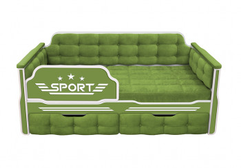 Кровать 190 серии Спорт 2 ящика 76 Зелёный (мягкие боковые накладки) в Ярково - yarkovo.mebel54.com | фото
