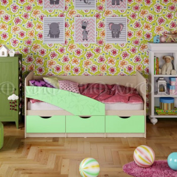 Кровать Бабочки 1,6м (Салат матовый) в Ярково - yarkovo.mebel54.com | фото