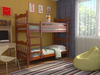 Кровать двухъярусная Соня из массива сосны 800*1890 Орех в Ярково - yarkovo.mebel54.com | фото