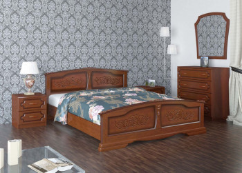 Кровать Елена из массива сосны 800*2000 Орех в Ярково - yarkovo.mebel54.com | фото