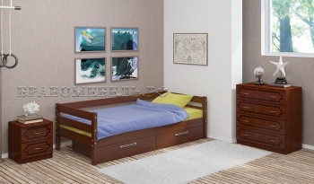 Кровать одинарная ГЛОРИЯ из массива сосны  900*2000 (Орех) в Ярково - yarkovo.mebel54.com | фото