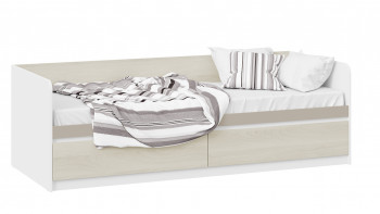 Кровать «Сканди» с 2 ящиками Дуб Гарден/Белый/Глиняный серый в Ярково - yarkovo.mebel54.com | фото