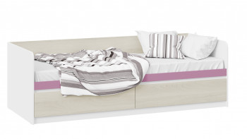 Кровать «Сканди» с 2 ящиками Дуб Гарден/Белый/Лиловый в Ярково - yarkovo.mebel54.com | фото