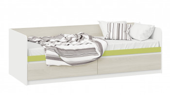 Кровать «Сканди» с 2 ящиками Дуб Гарден/Белый/Зеленый в Ярково - yarkovo.mebel54.com | фото