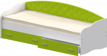 Кровать Софа-8 с мягкой спинкой (900х1900) Белый/Лайм в Ярково - yarkovo.mebel54.com | фото