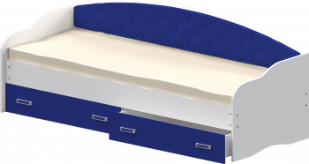 Кровать Софа-8 с мягкой спинкой (900х2000) Белый/Синий в Ярково - yarkovo.mebel54.com | фото