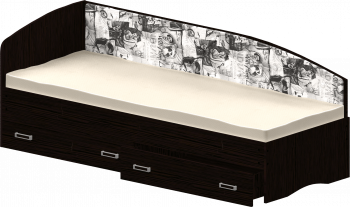 Кровать Софа-9 с мягкой спинкой с рисунком Милана (900х1900) Венге в Ярково - yarkovo.mebel54.com | фото