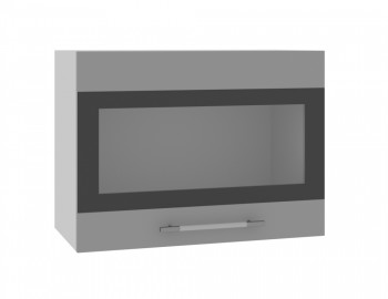 Норд ШВГС 600 Шкаф верхний горизонтальный со стеклом (Софт черный/корпус Белый) в Ярково - yarkovo.mebel54.com | фото