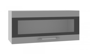 Норд ШВГС 800 Шкаф верхний горизонтальный со стеклом (Софт черный/корпус Белый) в Ярково - yarkovo.mebel54.com | фото