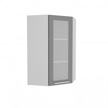 Норд ШВУС 600Н Шкаф верхний угловой (премьер) высокий (Софт черный/корпус Белый) в Ярково - yarkovo.mebel54.com | фото