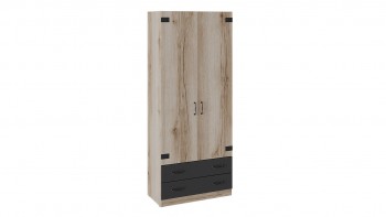 Шкаф для одежды комбинированный «Окланд» (Фон Черный/Дуб Делано) в Ярково - yarkovo.mebel54.com | фото