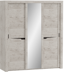 Шкаф трехдверный Соренто с раздвижными дверями Дуб бонифаций/Кофе структурный матовый в Ярково - yarkovo.mebel54.com | фото