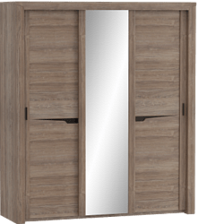 Шкаф трехдверный Соренто с раздвижными дверями Дуб стирлинг/Кофе структурный матовый в Ярково - yarkovo.mebel54.com | фото