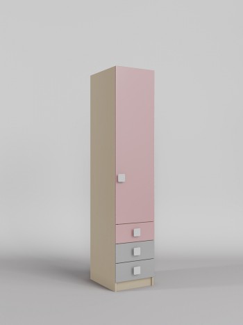 Шкаф угловой (секция с ящиками) Грэйси (Розовый/Серый/корпус Клен) в Ярково - yarkovo.mebel54.com | фото
