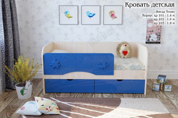 Техно Кровать детская 2 ящика 1.8 Синий глянец в Ярково - yarkovo.mebel54.com | фото